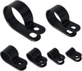 Cable Clamp 200 Pcs Black Nylon Screws Plastic R-Type Cable Clamp Clips Fasteners Assortment for Cable Conduit 6 Sizes 3/16" to 1"