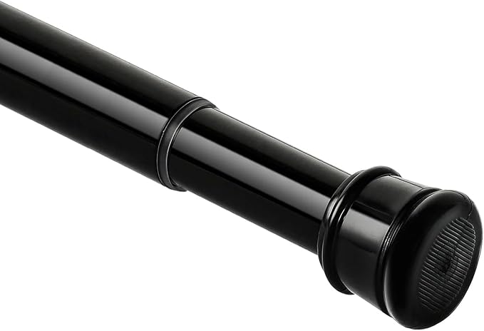 Tension Curtain Rods 27-55 Inch, 1"Diameter | Shower Curtain Rod Spring Long Adjustable for Bathroom Windows Closet No Drilling No Rust, Black