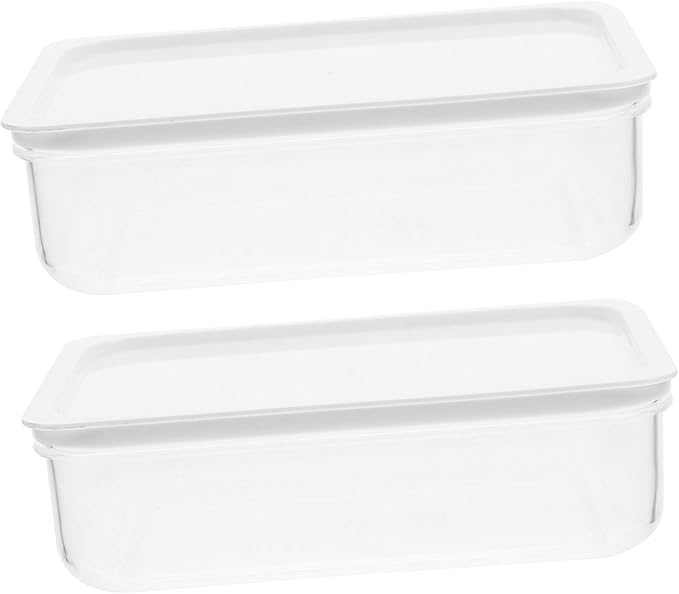 2Pcs Wear-resistant Refrigerator Food Containers with Lids Transparent Rectangular Preservation Boxes for Meat Storage and Fruit Organization Space-saving Kitchen Fridge Organizer