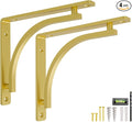 Classic Brass Heavy Duty Shelf Brackets 12 inch by Balin Designs – Gold L Bracket, Wall Mounted Support, Shelving Metal Bracket, Decorative Shelf Brackets, with Hardware Included, Set of 2
