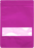 50PCS Foil Pouch Mylar Bags with Clear Window,ULIFESTAR Stand Up Sealable Bags with Tear Notches,Resealable for Food,Party Favors,Gift Packaging and Small Business(18 * 26cm/7.09 * 10.24",Purple)