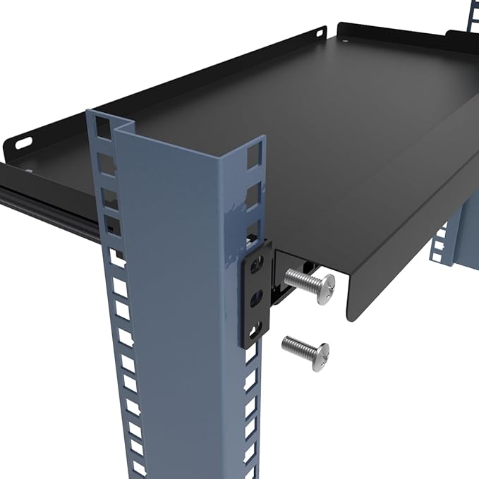 1U Keyboard Tray 8" Deep, Universal 19" Rack Mount Sliding | Metal Rack Mount Shelf for Network Equipments Server Rack or Cabinet (8inch)