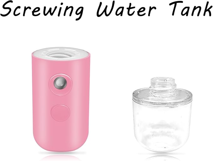 Nano Facial Mister, Nano Mister for Eyelash Extensions Face Daily Care Pink | Portable Mini Mister for Lash Extension, Electric Face Mister for Cool Down with 1oz Large Capacity Screwing Visual WaterTank