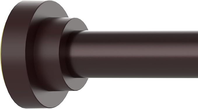 Thestoa Brown Shower Curtain Rod Adjustable 43-92 inch, 1"Diameter Spring Tension Curtain Rod No Drill, Anti-Rust Non-Slip Shower Rod for Bathroom Tension Rod