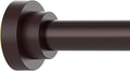 Thestoa Brown Shower Curtain Rod Adjustable 43-66 inch, 1"Diameter Spring Tension Curtain Rod No Drill, Anti-Rust Non-Slip Shower Rod for Bathroom Tension Rod