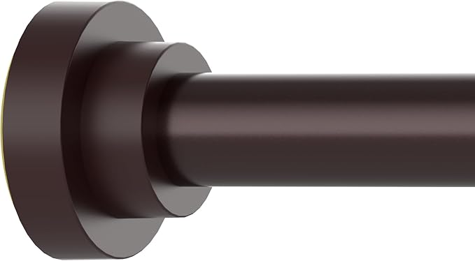 Thestoa Brown Shower Curtain Rod Adjustable 43-66 inch, 1"Diameter Spring Tension Curtain Rod No Drill, Anti-Rust Non-Slip Shower Rod for Bathroom Tension Rod