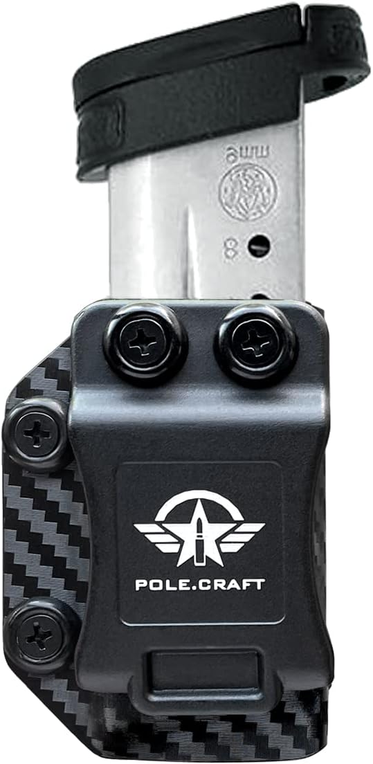 POLE.CRAFT IWB/OWB Magazine Holster Kydex - Mag Carrier Fits: 9mm .40 Double Stack / 9mm .40 Single Stack - P365 1911 Glock 19 19X 17 26 27 28 43 22 23 25 26 27 31 32 33 34 35 37 38 Glock43X .. Mag