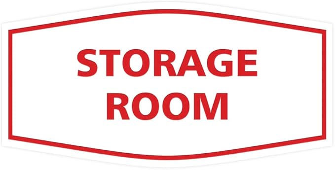 Signs ByLITA Fancy Storage Room Sign (White/Red) - Large 5 Pack