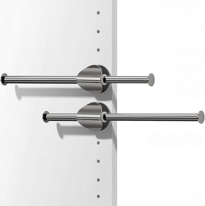 INMAKER Valet Rod for Closet Slide out | Pull out to 9.5" Hanger Rod for ≥12" Deep Closet, Blackish Grey, 2 Pack