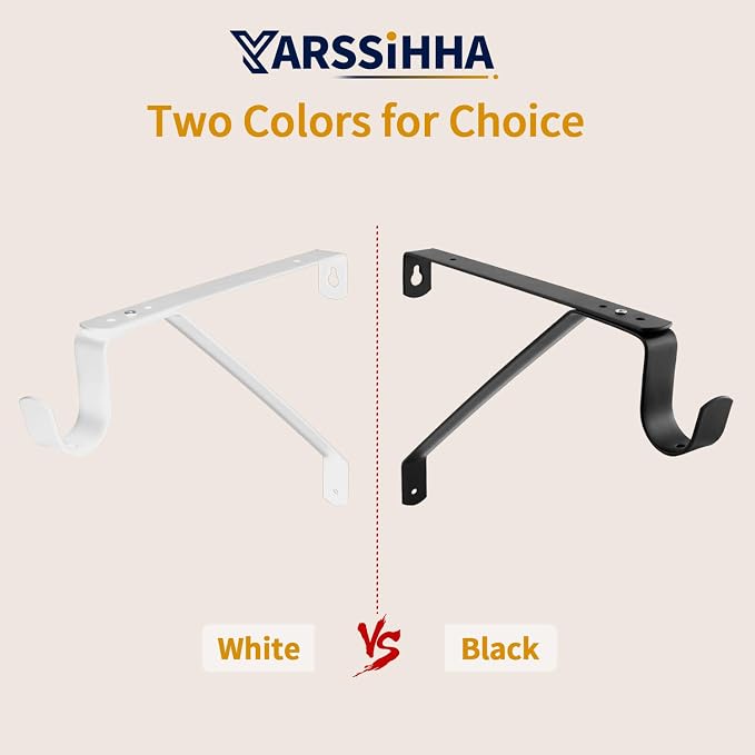 Yarssihha 4 Pack Adjustable Closet Rod Bracket, Wall Mounted Closet Shelf Bracket, Black Closet Rod Support Bracket with Screws