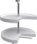 Rev-A-Shelf 2 Tier Pie-Cut Lazy Susan for Corner Base Cabinets, Plastic, 24" Double Shelf Swivel Kitchen Spice/Can Organizer, 24" W x 14" D x 26" H, White, 6942-24-11-52