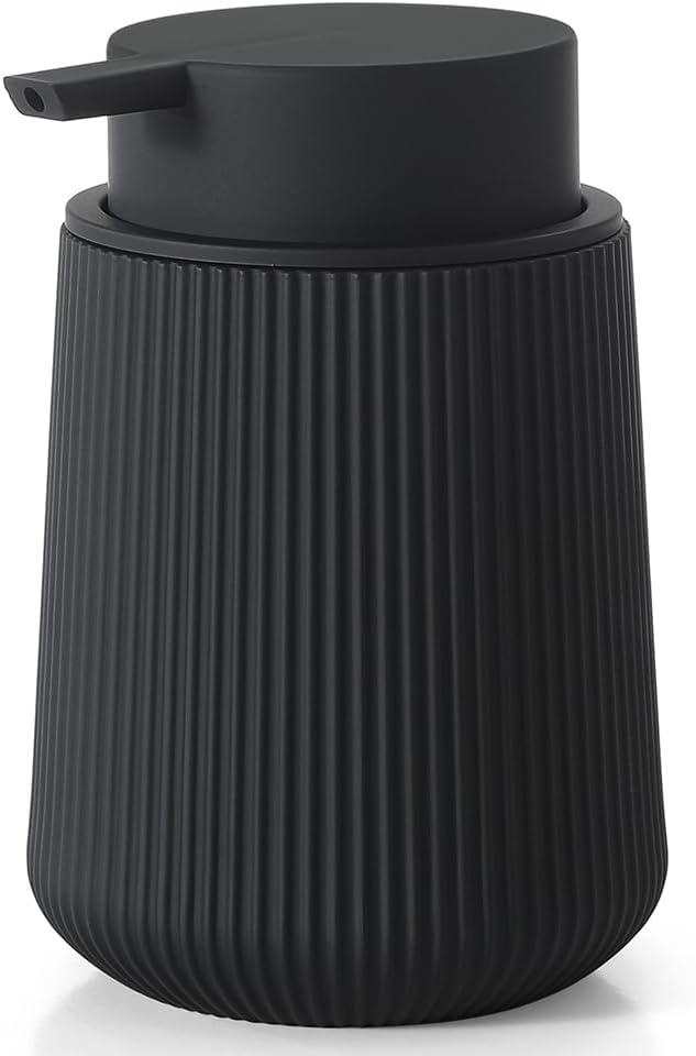 YAUKPH Striped Liquid Hand Soap Dispenser with Leak-Proof Pump for Bathroom and Kitchen Countertop 11oz Black