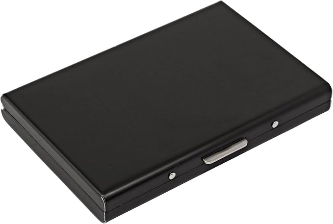 Black Stainless Steel Credit Card Holder | Slim Metal Wallet for Cards and Cash, RFID Blocking, Compact Business Card Case, For Women and Men