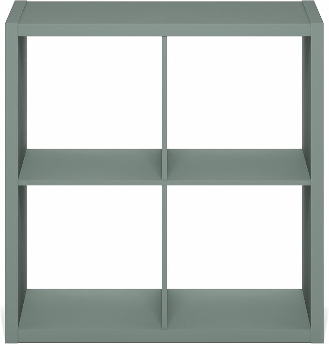 Furinno Cubicle 4-Cube Book Shelf, Extra Thick Frame Bookshelf, Light Grey | 14.6" x 30" x 30", Reversible Bookcase with Open Back, for Living Room, Bedroom, Home Office