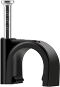 Cable Clips Black with Steel Nails 10mm Wire Clips to Wall, Black Round Cable Nail Clips (0.39in/10mm)