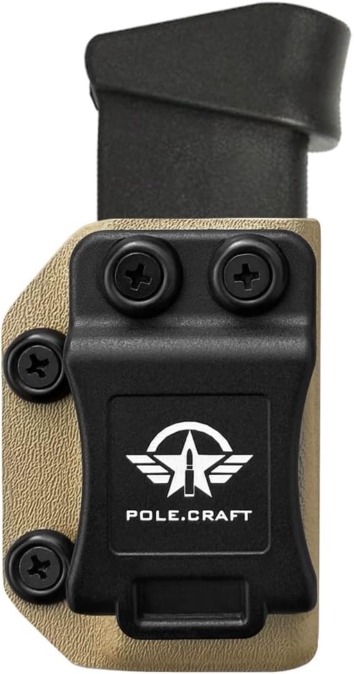 POLE.CRAFT IWB/OWB Magazine Holster Kydex - Mag Carrier Fits: 9mm .40 Double Stack / 9mm .40 Single Stack - P365 1911 Glock 19 19X 17 26 27 28 43 22 23 25 26 27 31 32 33 34 35 37 38 Glock43X .. Mag