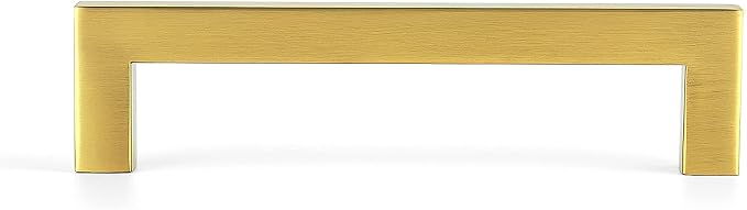 Ravinte Brushed Brass Square Cabinet Handles Drawer Pulls,5 Inch,10 Pack | Screws Included, Stainless Steel, Square Bar Grip, Easy Install, Kitchen Cabinet Hardware, For Cupboards, Drawers, Dressers