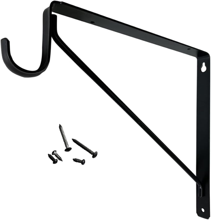 Welded HEAVY DUTY Closet Rod & Shelf Support Bracket | Black | 1 Pack