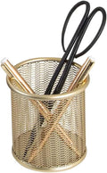 BLU MONACO | Gold Metal Mesh Pen Holder for Desk | Cute Pen Holder for Desk for Women | Wire Mesh Desk Organizer Pencil Cup for Office Workspace