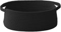 JMvicyroam Woven Basket,Small Rope Storage Bin with Handles & Ribbon Bag, Organizer for Shelves Closets,Gift Basket Empty for Birthday,Books,Dog Toys, Black