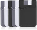 SHANSHUI Phone Card Holder, Phone Wallet Stick On Credit Card Holder Pocket Compatible for iPhone Android and Most Smartphones (Black White Grey / 6pcs)