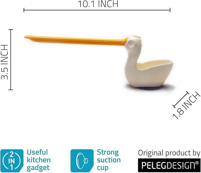 PELEG DESIGN Pelix Plastic Sponge and Cloth Holder for Kitchen Sink Caddy with Suction Cup, 2 in 1 Dish Kitchen Organizer and Decor, Fits All Dish Scrubber, Sponge and Cloth Standard Size