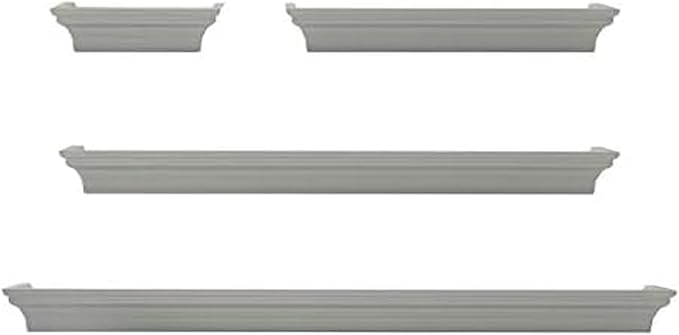 MELANNCO Floating Wall Shelves for Bedroom, Living Room, Bathroom, Kitchen, Nursery, Set of 4, Gray, 4 Count