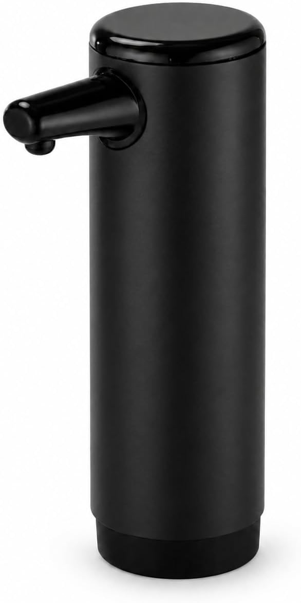 Home Zone Living Foaming Hand Soap Dispenser | Stainless Steel Outer Cover, Refillable Pump for Kitchen and Bathroom Sinks, Black