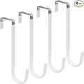 FYY Over the Door Hooks, Single-Hanger 4 Pack, Fits Doors 1.6" White | Heavy Duty Metal, Hold 20lbs, Rubber-Coated, No-Drilling, for Bathroom Dorm, Hanging Towels Clothes Hats Bags Coats Wreaths