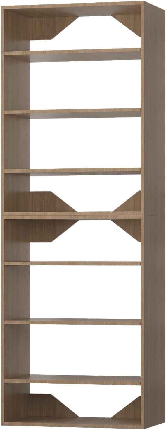 ROOMTEC Modular Closet System, 25.5" Shelf Closet Tower Wall-Mounted Closet Organizer, Wooden Tower for Walk-In Closets, Wardrobe Storage Kit, Wood