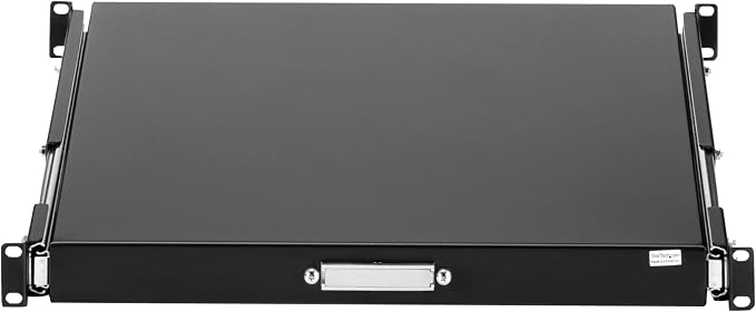 StarTech 1U Sliding Keyboard Rack Shelf, 19in, 55lb, 22in (SLIDESHELFD) | Pull-out drawer tray for any 19in server rack, Inverts to 1U drawer, Ideal for keyboard tools peripherals
