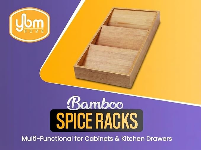 YBM HOME & KITCHEN In-Drawer Bamboo 3 Tier Spice Rack Drawer Tray - Spice Storage / Organization #316