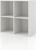 Homes: Inside + Out Apexa 4-Cube Storage Organizer Shelves, Stackable Wood Bookcase Fits Cubby Bins for Organization, Dorm Teen Room Decor & Home Office, White