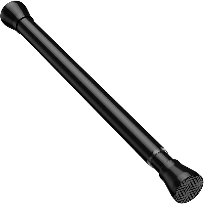 AIZESI Tension Curtain Rod 16 to 26 Inch No Drilling Adjustable 7/8” Diameter Black Short Curtain Rod, Small Curtain Rods for Window, Doorway, Closet, Kitchen