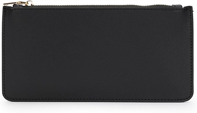 Pencil Pen Case Stationery Case Pouch Bag (Black,Faux leather)