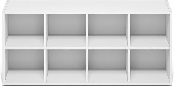 Furinno FANO 8-Cube Shoe Rack, Stackable Shoe Organizer, White | 11.7 x 35.9 x 15.6, Shoes Storage, for Closet Entryway, Office, Garage