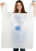 Moving Bags, 10 Pack Extra Large 200L 31" x 12" x 40" T-shirt Bags, 35 Microns Thick Heavy Duty Clothes Quilt Storage Carrying Bags - Milky