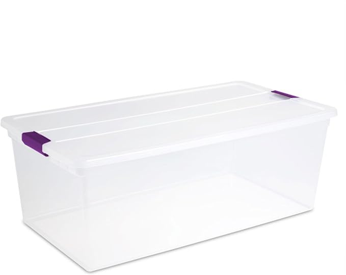 Sterilite 8-Pack 110 Quart Clearview Latch Box, Stackable Organizer Bins with Latching Lids - Clear Plastic Organization Containers for Closet, Bedroom, Shelving Units and Everyday Home Storage