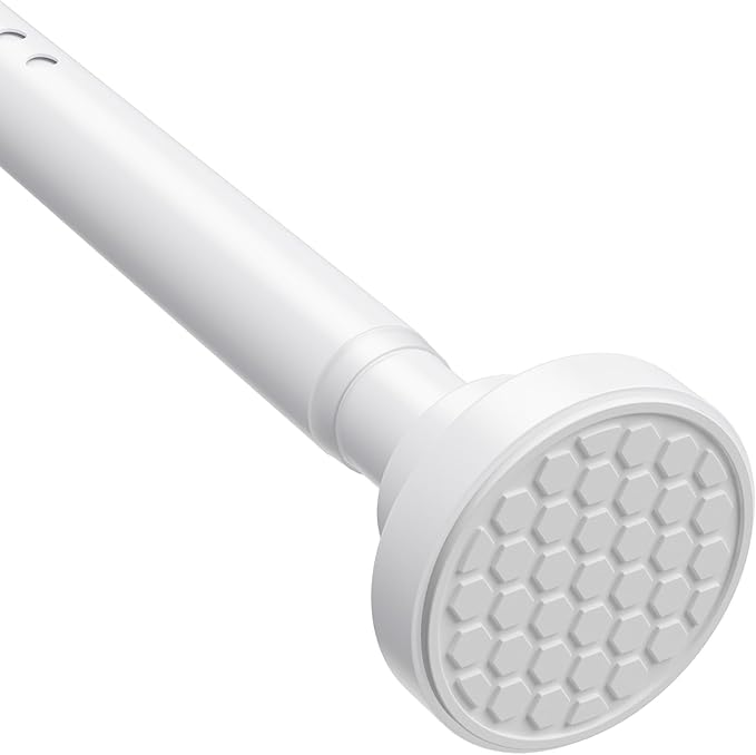 MEXAU White Tension Curtain Rod 40-78 Inch Long Tension Rod 1.26" Spring Tension Curtain Rod Adjustable Curtain Rods No Drilling Tension Shower Rod Curtain Tension Rod for Bathroom Windows Doorways