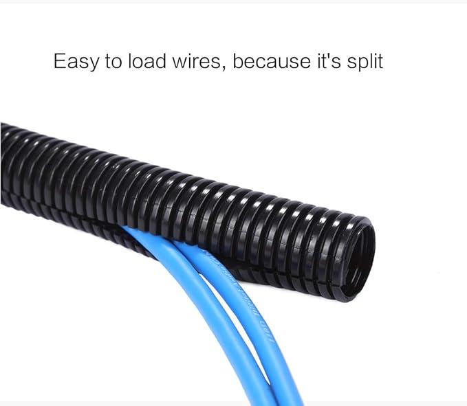 Alex Tech 50ft - 1 inch Split Wire Loom Tubing - Black