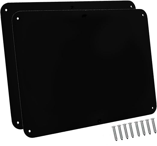 9 inches x 6.5 inches Stainless Steel Plate for Magnets, 3M Adhesive Back, Mounting Screws, Ideal for Magnetic Shelf, Spice Holders, Fridge Magnets. Mount Anywhere! (Black, 2 Pack)
