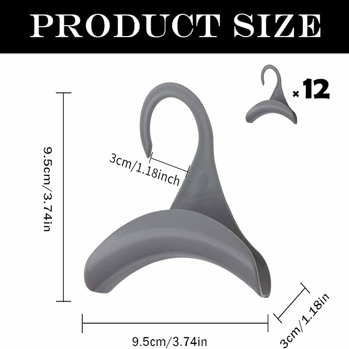 12 Pcs Purse Hanger Hook Acrylic Gray Bag Tie Handbag Belt Hanger Closet Organizer Storage Handbags Tote Holder for Storing Handbags Satchels