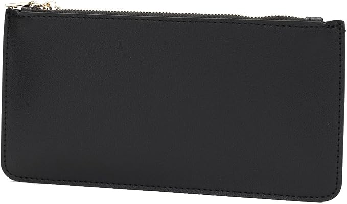 Pencil Pen Case Stationery Case Pouch Bag (Black,Faux leather)