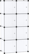 C&AHOME Cube Storage Organizer with Doors, 8-Cube Shelf, Closet Cabinet, DIY Plastic Modular Bookshelf, Storage Shelves Ideal for Bedroom,Living Room,24.8" L × 12.4" W × 48.4" H White USBTM3008B-DOOR