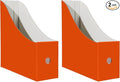 Limitliho Orange-red Cardboard Magazine Holder (2 Pack), Magazine File Holder for Desk, Sturdy Book Bins for Classroom, Vertical File Folder Organizer, 10.6'' H×10.2'' L ×3.5''W Inch Magazine Rack