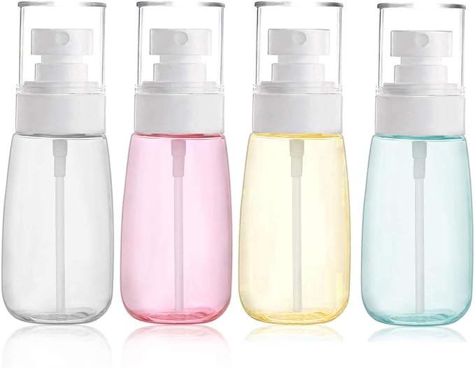Refillable Cosmetic Spray Bottles for Fine Mist Plastic Empty Clear Refillable Travel Container Essences Rose Water Mister (3.4 Ounce,100ml)