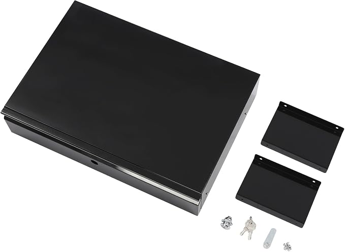 18 Inch Under Desk Sliding Pull-out Black Lockable Drawer for Office Attachable Large Storage Organizer for Sit Stand Workstation