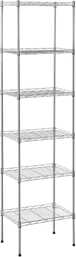 Meet perfect 6-Tier Wire Shelving Unit, 600 lbs Capacity Heavy Duty Metal Storage Rack, Adjustable Height Standing Shelf Organizer for Kitchen, Pantry, Garage, 63.6" H x 16.7" W x 11.8" D