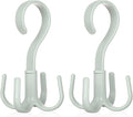 2PCS Rotating Handbag Hanger, Scarf Tie Rack Hooks Hoodie Hanger 360 Degree Rotating Closet Organizers with 4 Claws Multifunctional Closet Handbag Hook Scarf Hanging (Green)