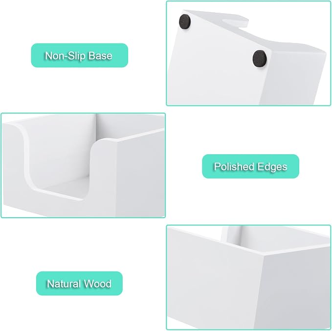 Bivvclaz Wood Sticky Note Holder, 3 x 3 Inch Post It Note Dispenser for Office Desk Accessories, Self Stick Note Pad Holder, Memo Pad Holder Dispenser Organizer for School Office Desk Supplies, White